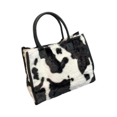 Imagem de Bolsa De Ombro Feminina De Couro PU Com Estampa De Leopardo E Vaca, Ma