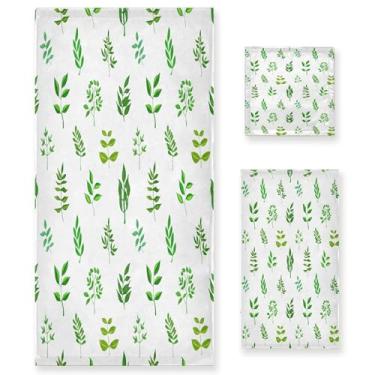Imagem de xigua Conjunto de toalhas de banheiro botânicas verdes absorventes macias 3 peças toalha de banho toalha de mão toalhas decorativas para banheiro, academia, hotel, praia, piscina