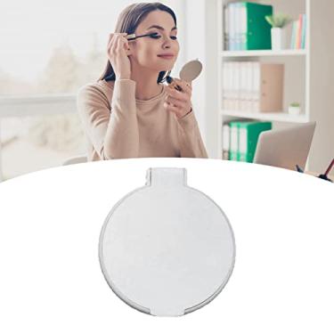 Imagem de Espelho circular dobrável, espelho de bolso compacto portátil para cosméticos com revestimento premium, para maquiagem feminina a qualquer hora e em qualquer lugar (branco)