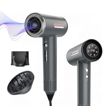 Imagem de Secador de cabelo, motor sem escova de alta velocidade de 180.000 RPM, secagem rápida de 1 minuto e sem danos pelo calor, 600 milhões de íons negativos com concentrador e difusor, nível de salão de