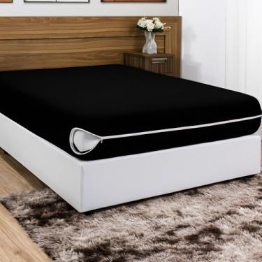 Imagem de Capa de Colchão com Zíper em Malha Gel Poliéster | Protetor de Colchão Antialérgico | Capa para Colchão Solteiro Casal Queen King(preto,Queen)