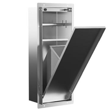 Imagem de Prateleiras de armazenamento ocultas para banheiro, suportes de banheiro de metal para nichos embutidos, armário de nicho prateado para chuveiro e vaso sanitário, 22,4 x 53,2 cm, ideal para áreas