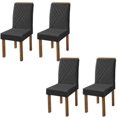 Imagem de Conjunto 4 Cadeiras Barbara de Madeira Maciça em Veludo - Aziz Cadeira