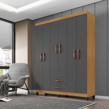 Imagem de Guarda Roupa Casal Ambiente Mogi 6 Portas Carvalho Americano Grafite - Incorplac