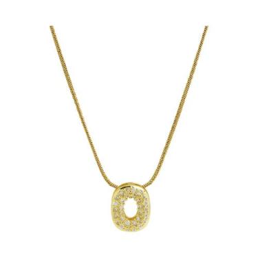 Imagem de Colar Feminino Banhado a Ouro Com Letra Inicial, Pingente De Zircônia 