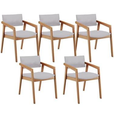 Imagem de Kit 05 Cadeiras Para Sala De Jantar Estar Living Giorgia B04 Linho Cinza