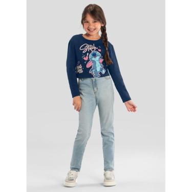 Imagem de Blusa cropped infantil menina do Stitch Brandili Azul