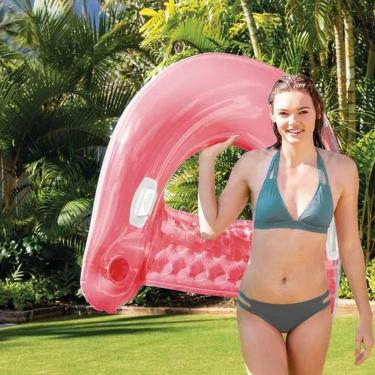 Imagem de Boia para piscina Poltrona com encosto, braços e alças de apoio e porta copos Caribe Intex 58859