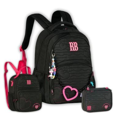 Imagem de Kit Mochila Rebecca Bonbon Costas Lancheira E Estojo Escola Cor:Preto,