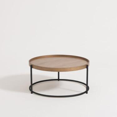 Imagem de Mesa Centro Capri Aço Carbono Lamina Madeira Funcional - Roncalli Deco