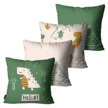 Imagem de Kit com 4 Capas de Almofadas Mdecore Infantil 45x45, Dinossauro Branco
