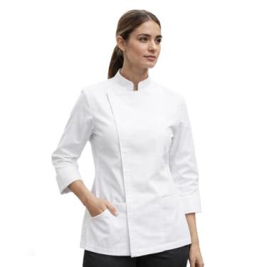 Imagem de Dolmã Chefe de Cozinha Feminino com Zíper - DEMORGAN, Branco, M