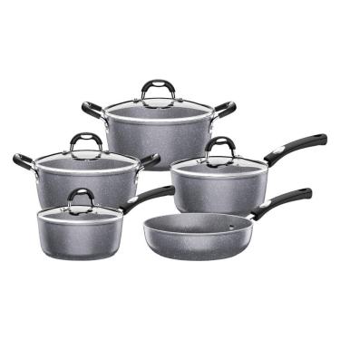 Imagem de Jogo de Panelas Tramontina Mônaco em Alumínio Starflon Premium Cinza 5 Peças