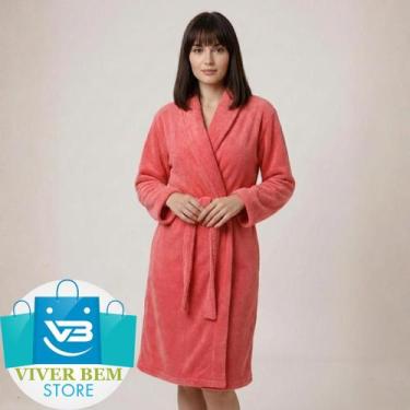 Imagem de Roupão Microfibra Premium super macio Unissex Cor:GoiabaTamanho:G - Vi