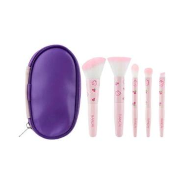 Imagem de Conjunto De Pincéis De Maquiagem Premium Compacto E Fofo Com 5 Peças E