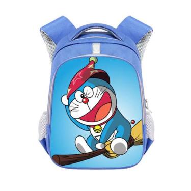 Imagem de Mochila escolar infantil Doraemons, impressão 3D, poliéster 26x13x36cm