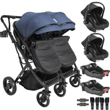 Imagem de Carrinho Kiddo para Gemeos 2 Bebe Conforto Colinho 2 Base Vox Marinho