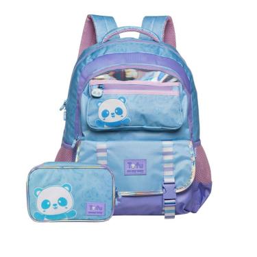 Imagem de Mochila Escolar de Costas Panda Tofu Estojo Meninas Juvenil