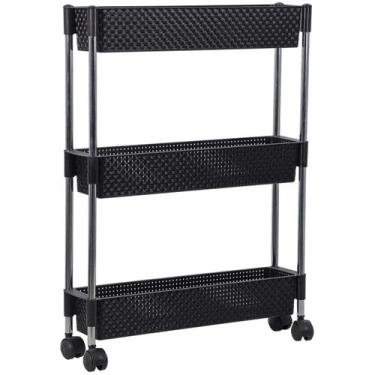 Imagem de Fruteira para Cozinha Multifunções com Rodízios Nattan Preto - Niquela