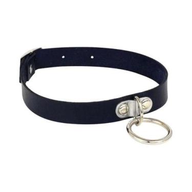 Imagem de Colar Choker Preto Punk Para Mulheres Em Couro PU Com Coração, Cadeado