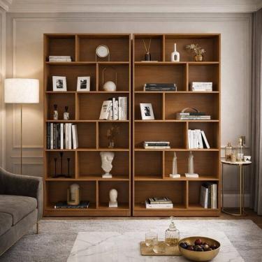 Imagem de Estante para Livros 2 Unidades 24 Nichos Xangai Freijó