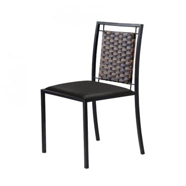 Imagem de Kit 4 Cadeiras em Aço e Junco Grécia Mais Decor Preto/Sintético Preto/Junco Carvalho