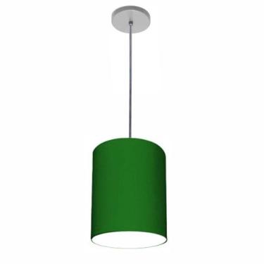 Imagem de Luminária Pendente Vivare Free Lux Md-4104 Cúpula em Tecido, Verde, Fo