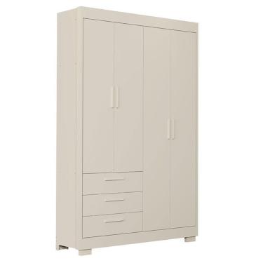 Imagem de Guarda Roupa Infantil Zaki 4 Portas 3 Gavetas MDF Areia Acetinado Reller Móveis Infantis