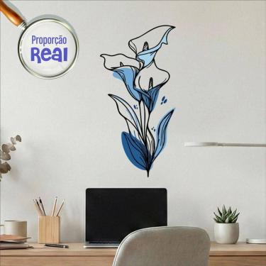 Imagem de Adesivo Floral Boho Azul Estilo Nórdico 30x60 Minimalista Mod.04