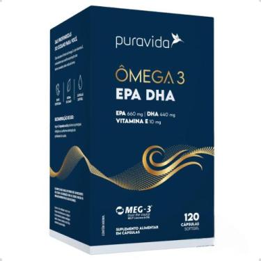 Imagem de Ômega 3 EPA DHA Vitamina E 120 Cápsulas Pura Vida, Natural
