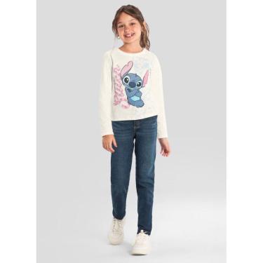 Imagem de Blusa infantil menina com glitter do Stitch Brandili Natural