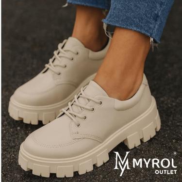 Imagem de Sapato De Amarrar Tratorado Oxford Chunky Casual Off White