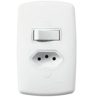 Imagem de Interruptor Simples + Tomada 2P+T de 10 Ampères e com Placa 4x2 da Lin
