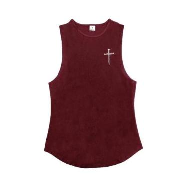 Imagem de Camiseta Sem Mangas Para Academia Masculina Com Estampa Cruzada Em Alg