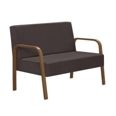 Imagem de Poltrona 2 Lugares Jade Braço Madeira Dsalla Suede - D SALLA