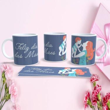Imagem de Caneca de Porcelana 325ML Mães Estampa 39 Decorada para Presente Dia das Mães Apta micr...