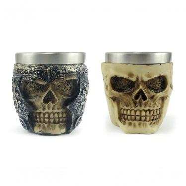 Imagem de Copo para Shot Kit 2 Copos Shot Dose em Aço Inox e Resina Colecionável Decorativo para Tequila Whisky Vodka Amarelo Show