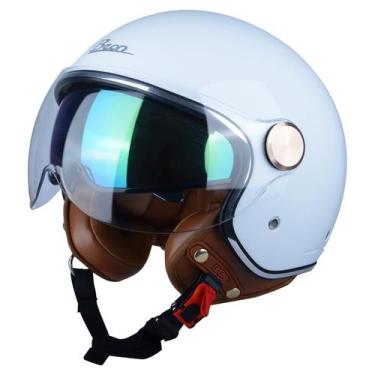 Imagem de Capacete de motocicleta BEON Half 3/4 Face Retro Vintage Style