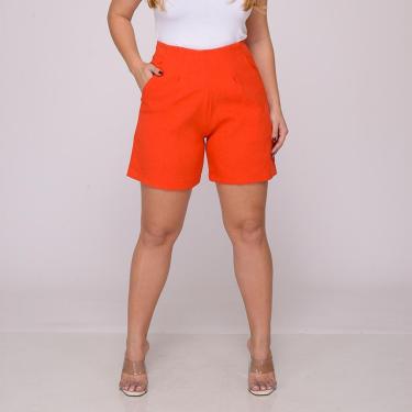 Imagem de Shorts Alfaiataria Feminino Cintura Alta Tipo Linho-Feminino