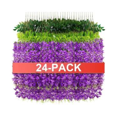 Imagem de 24 Peças De Flores Artificiais De Glicínia, Guirlanda Suspensa De Hera