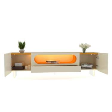 Imagem de Rack para TV até 85 Polegadas com LED 100% MDF 209,5cm Vidro Nobre - G