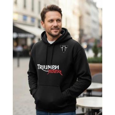Imagem de Blusa De Moletom Casaco De Frio Triumph Tiger Combolso Capuz, Preto, M