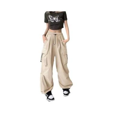 Imagem de Calças Cargo Retro Femininas Com Pernas Largas, Casuais, Estilo Baggy,