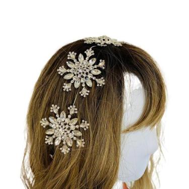 Imagem de Presilha Arranjo com Pedras Flor Brilhante para Penteado - Pistache Ac
