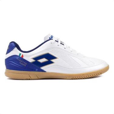 Imagem de Chuteira Futsal Lotto Maestro Futura B700 Masculina, Branco, Marinho, 