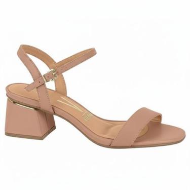 Imagem de Sandália Feminina Vizzano Napa Salto Grosso Fivela 6428.101, Nude, 38