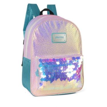Imagem de Mochila Costas G Up4you Larissa Manoela Paetê Giga Ms45935, Azul, Prat