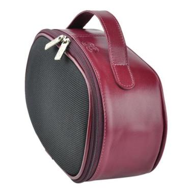 Imagem de Necessaire RAVENA em Nylon c/ Couro Galvani, Preto com vinho