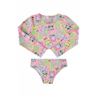 Imagem de Biquini Infantil Cropped Proteção UV Quimby 4/8 Ref. 29409, Rosa claro