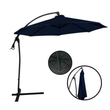 Imagem de Ombrelone Suspenso Importway IWOBLB300AZ Azul 3 Metros Com Base em Cru
